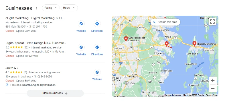 SEO near me search results in Maryland